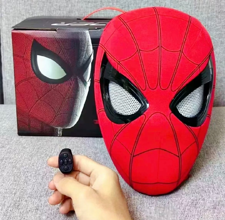 Spider-Man Electronic Moving Eyes Mask (Remote Control) — Red & Blue Light
